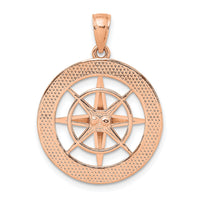 14K Rose Gold Nautical Compass Pendant-K7846R