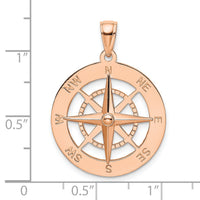 14K Rose Gold Nautical Compass Pendant-K7846R