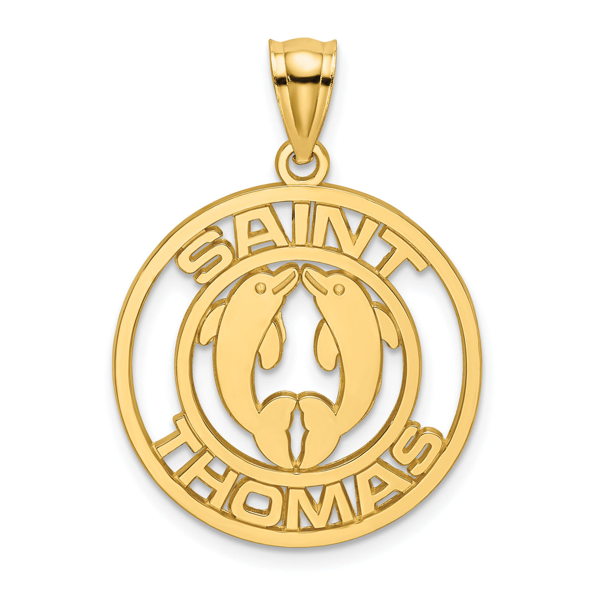 14K SAINT THOMAS w/ Dolphins Charm-K7849