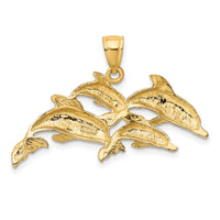 14K Polished Four Dolphins Swimming Charm-K7850