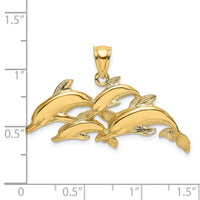 14K Polished Four Dolphins Swimming Charm-K7850