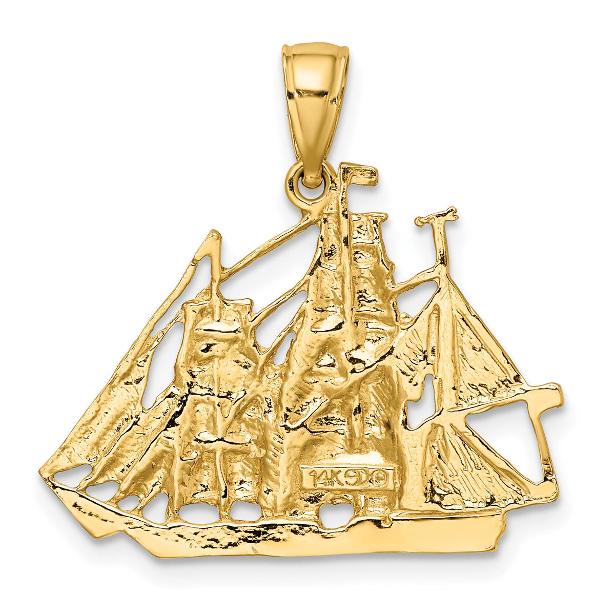 14K 2-D Polished Sailing Ship Charm-K7851