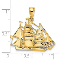 14K 2-D Polished Sailing Ship Charm-K7851