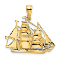 14K 2-D Polished Sailing Ship Charm-K7851
