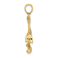 14K 3-D Polished and Textured Anchor w/Rope Charm-K7854