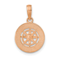 14K Rose and White Gold Medium Nautical Compass Pendant-K7856R