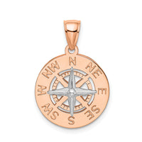 14K Rose and White Gold Medium Nautical Compass Pendant-K7856R