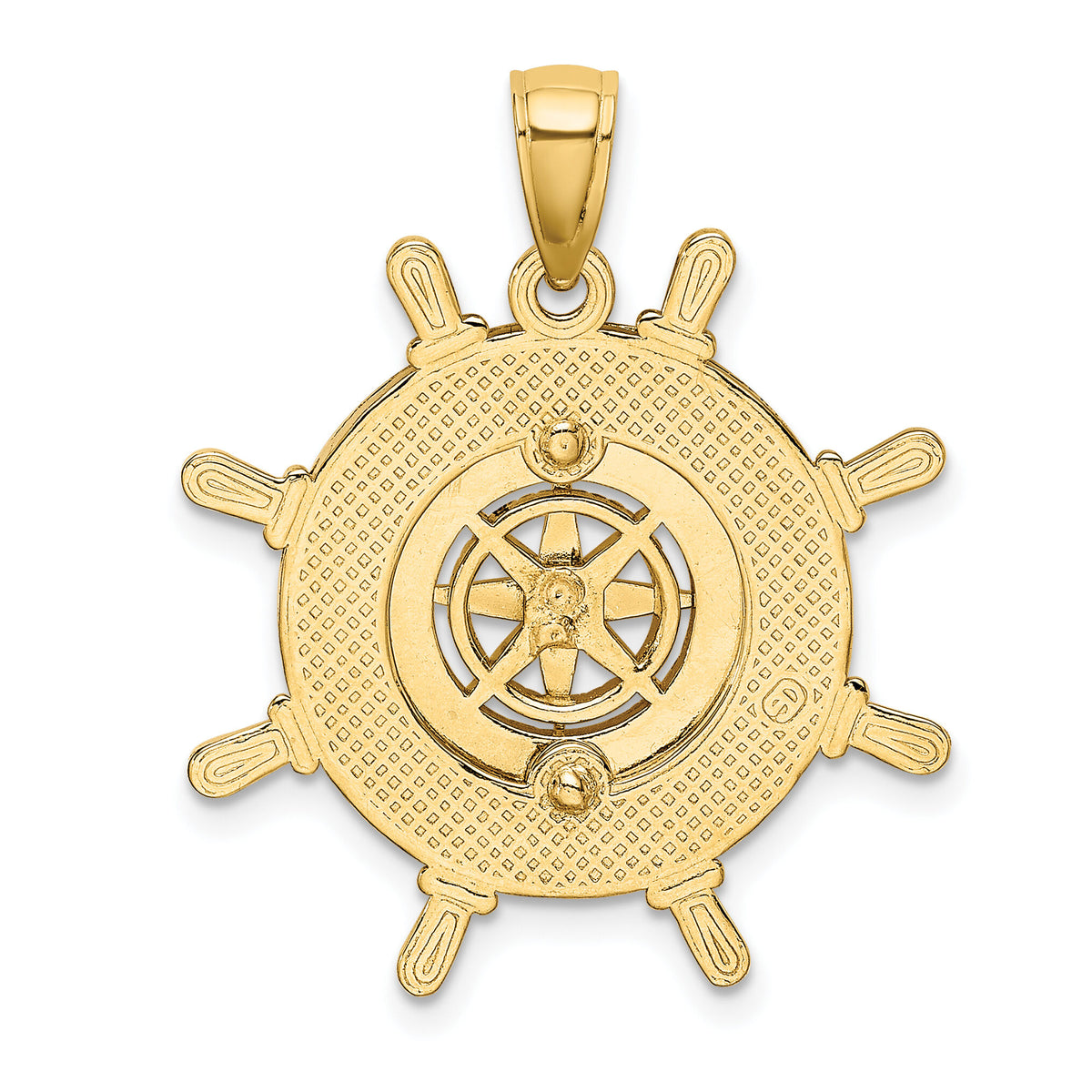 14K Ships Wheel W/Nautical Compass Charm-K7862