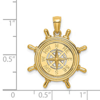 14K Ships Wheel W/Nautical Compass Charm-K7862