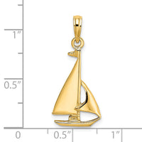 14K 2-D Polished Sailboat Charm-K7865
