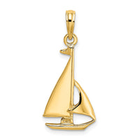 14K 2-D Polished Sailboat Charm-K7865