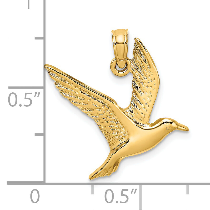 14K Polished Flying Seagull Charm-K7866