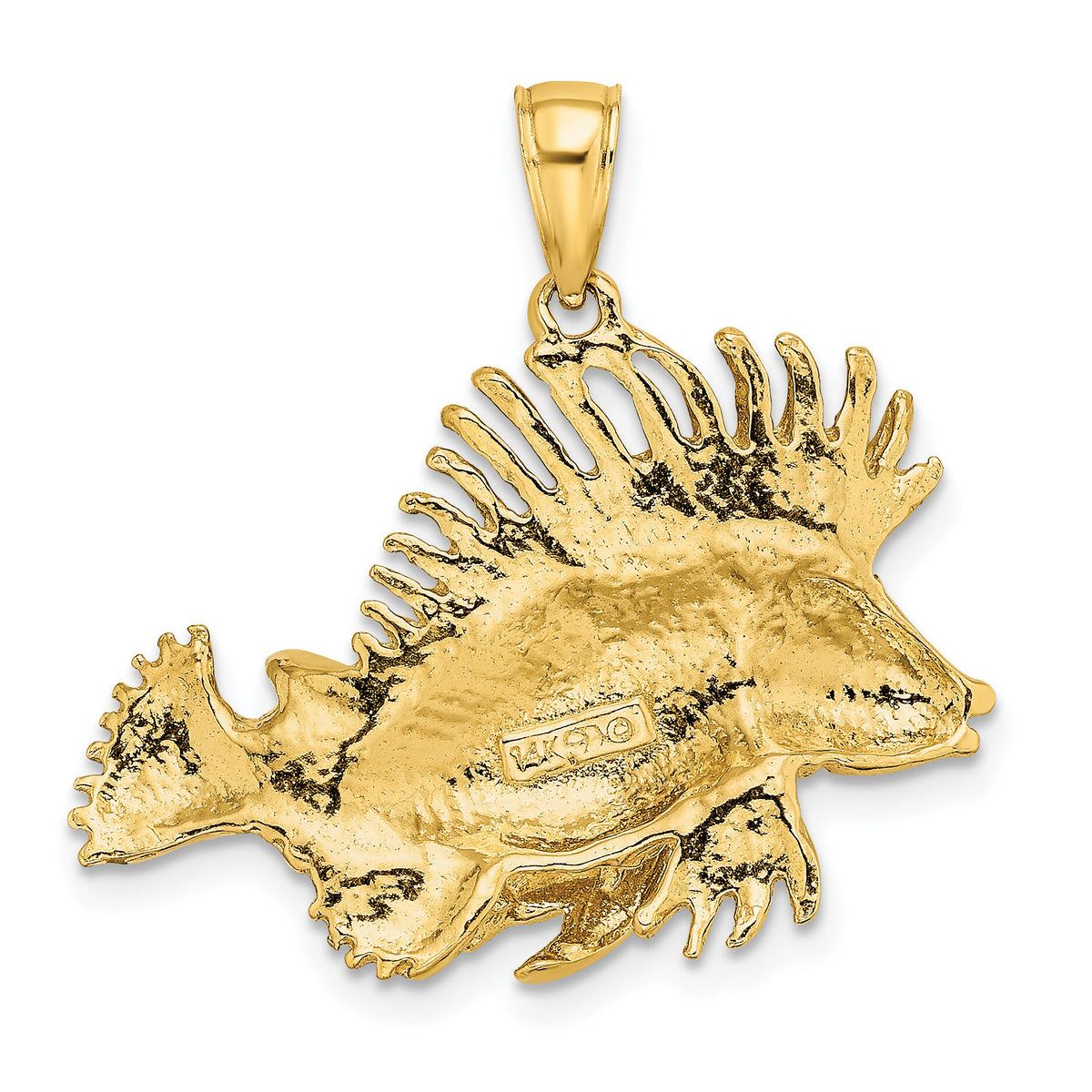 14K 2-D Polished /Textured Lion Fish Charm-K7867