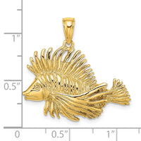 14K 2-D Polished /Textured Lion Fish Charm-K7867