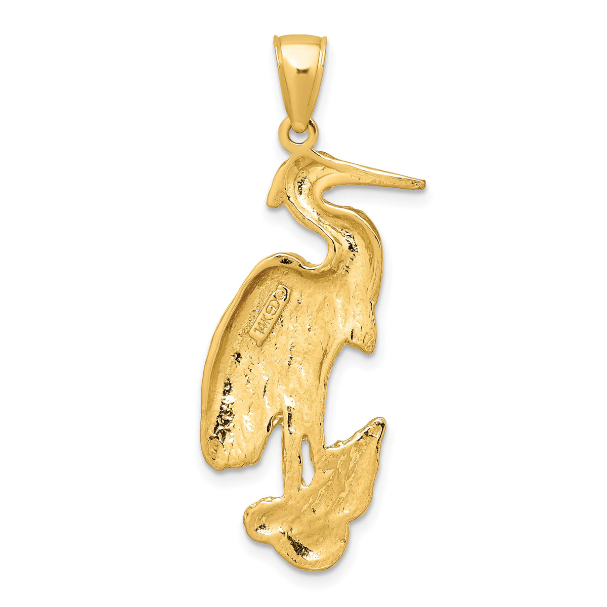 14K Textured Standing Egret Bird Charm-K7868