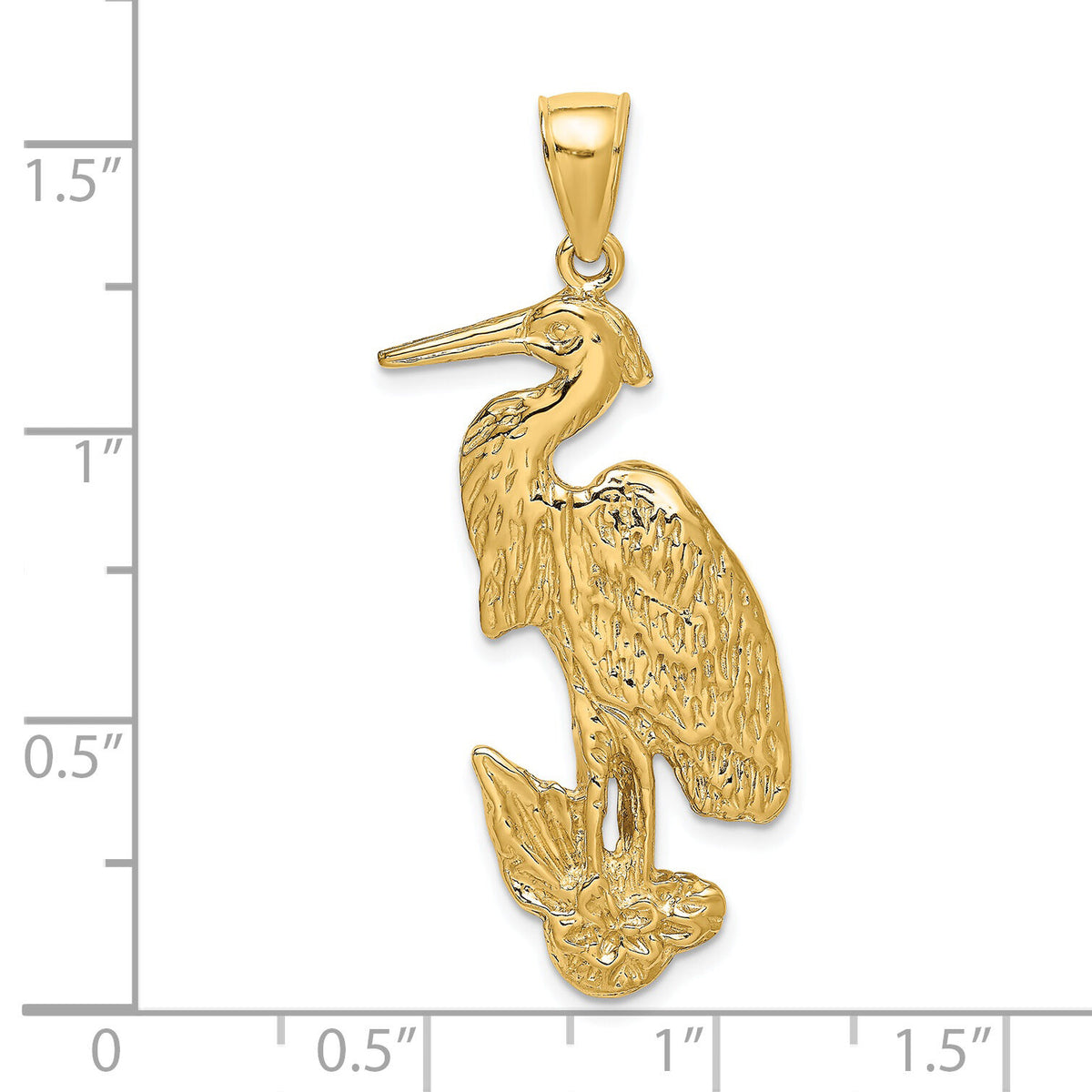 14K Textured Standing Egret Bird Charm-K7868