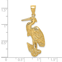 14K Textured Standing Egret Bird Charm-K7868