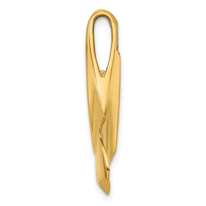 14K 3-D Polished W/ Hidden Bail Whale Tail Charm-K7869