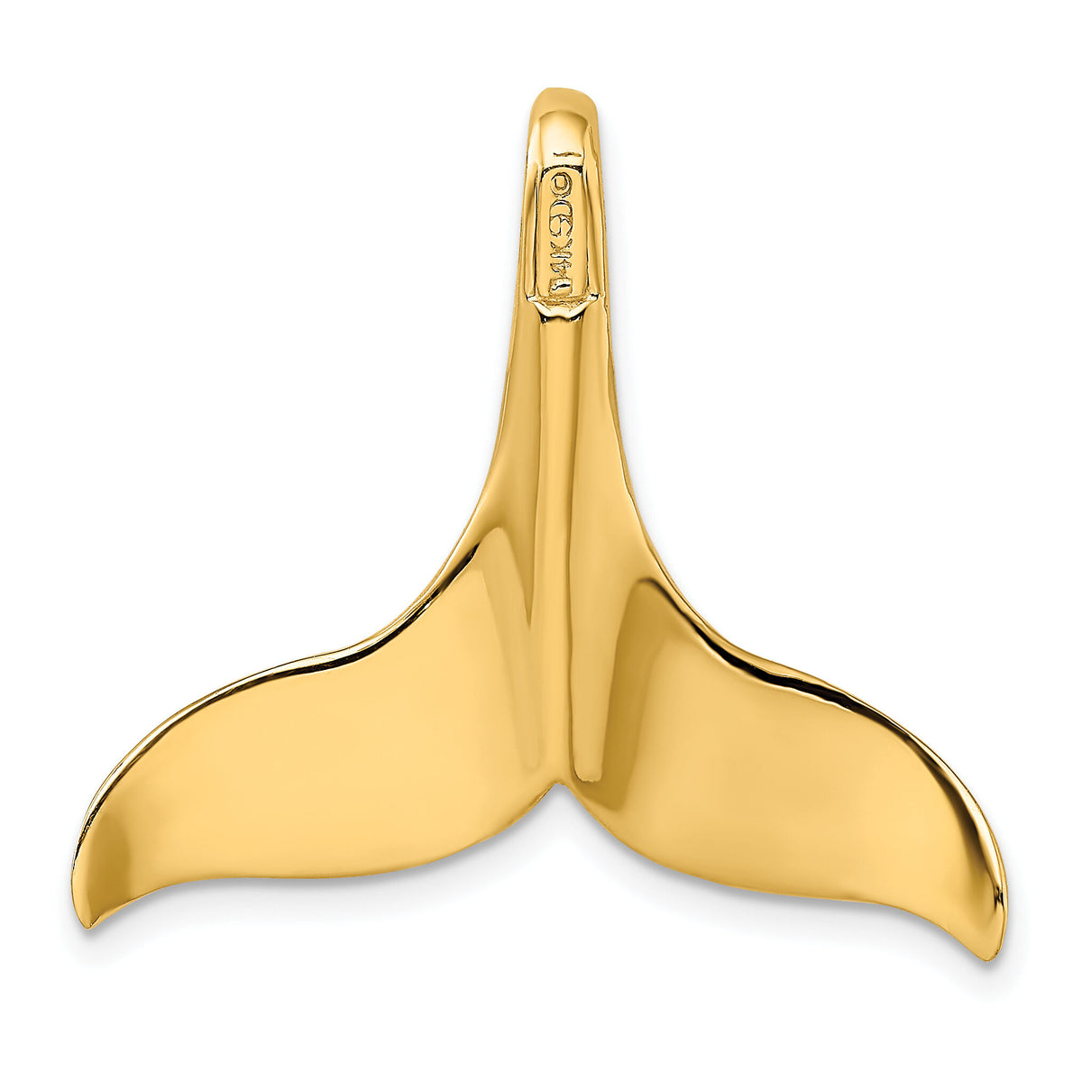 14K 3-D Polished W/ Hidden Bail Whale Tail Charm-K7869
