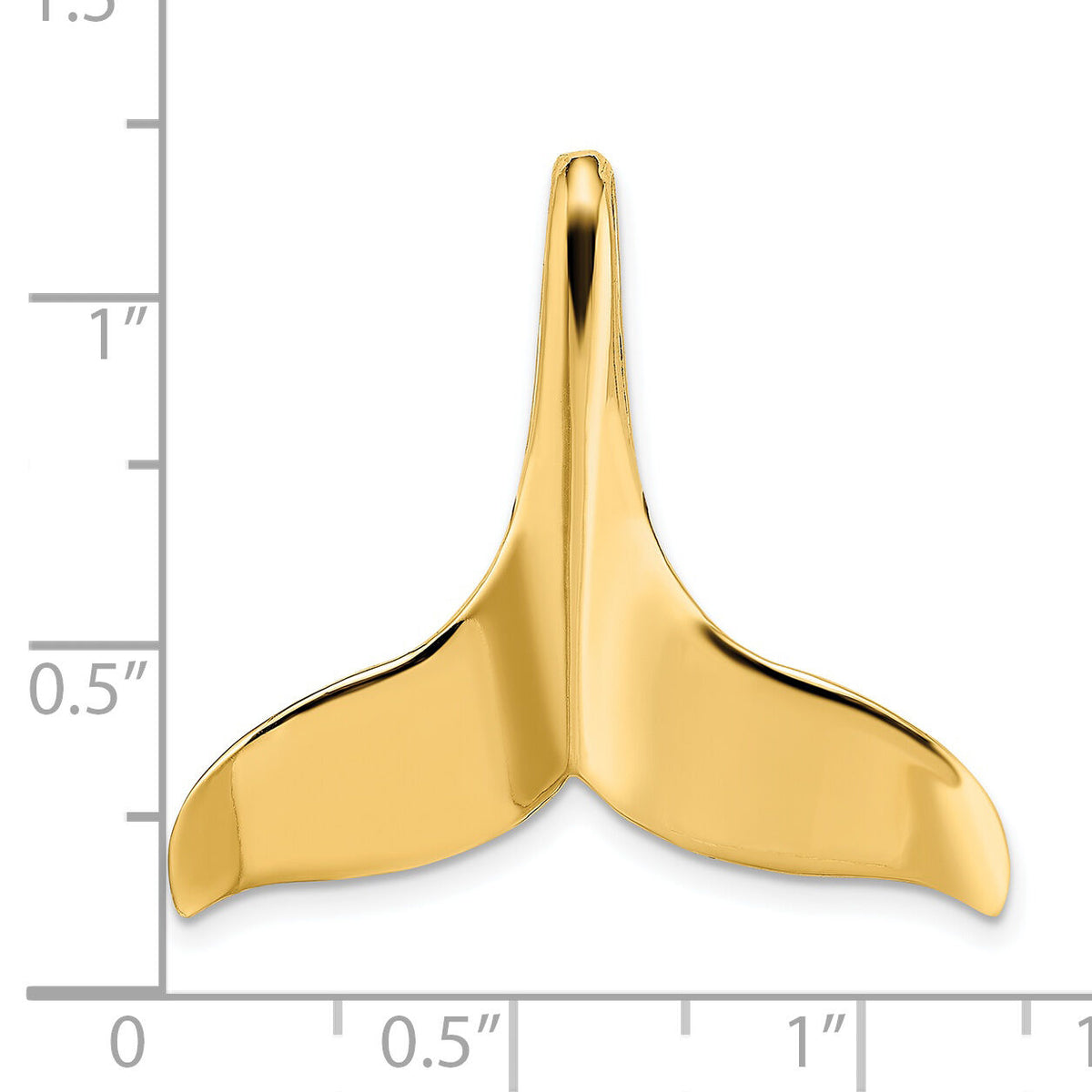 14K 3-D Polished W/ Hidden Bail Whale Tail Charm-K7869