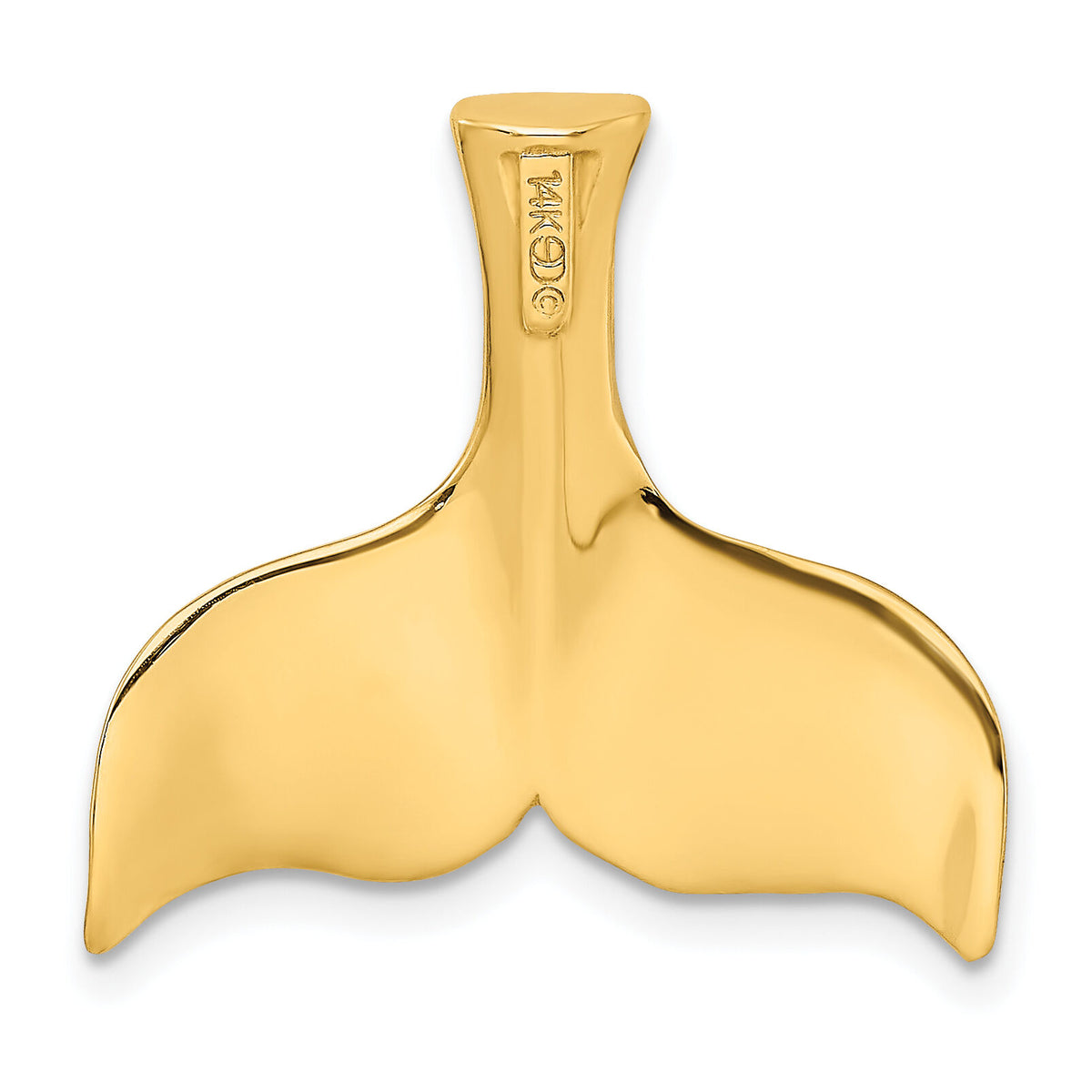 14K 3-D Polished Whale Tail Charm-K7870