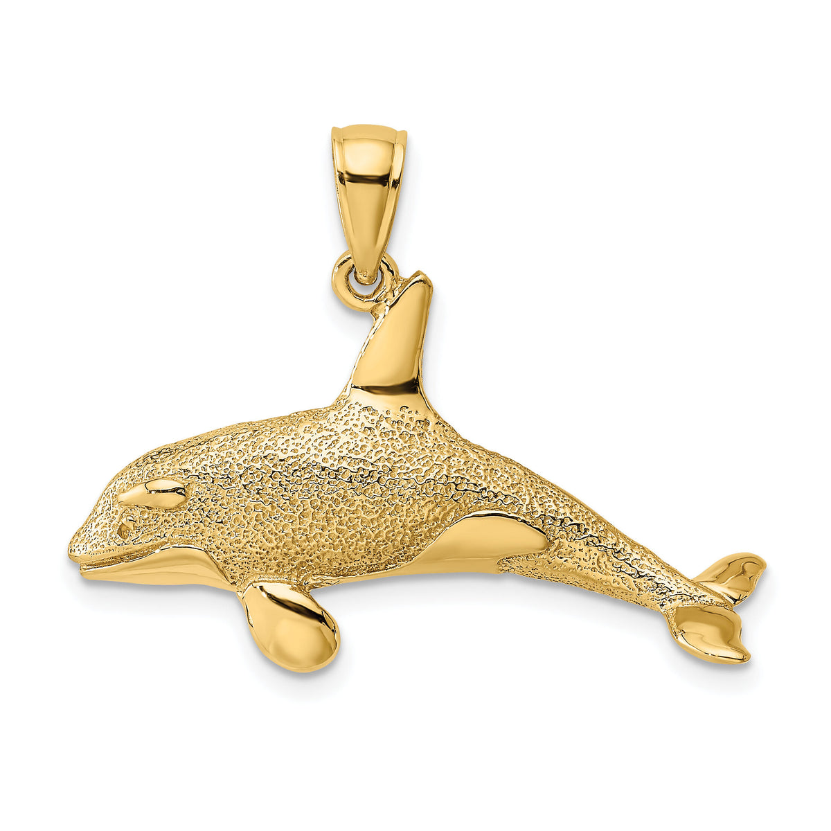 14K 2-D Textured Orca Whale Charm-K7874
