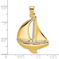 14K 2-D Polished Sailboat Charm-K7875
