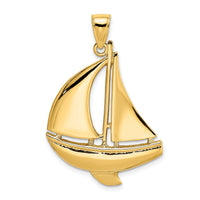 14K 2-D Polished Sailboat Charm-K7875