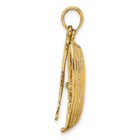 14K 3-D Boat W/Dangling Oars Charm-K7876