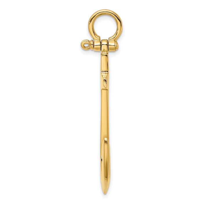 14K 3-D Polished Large Anchor Charm-K7877