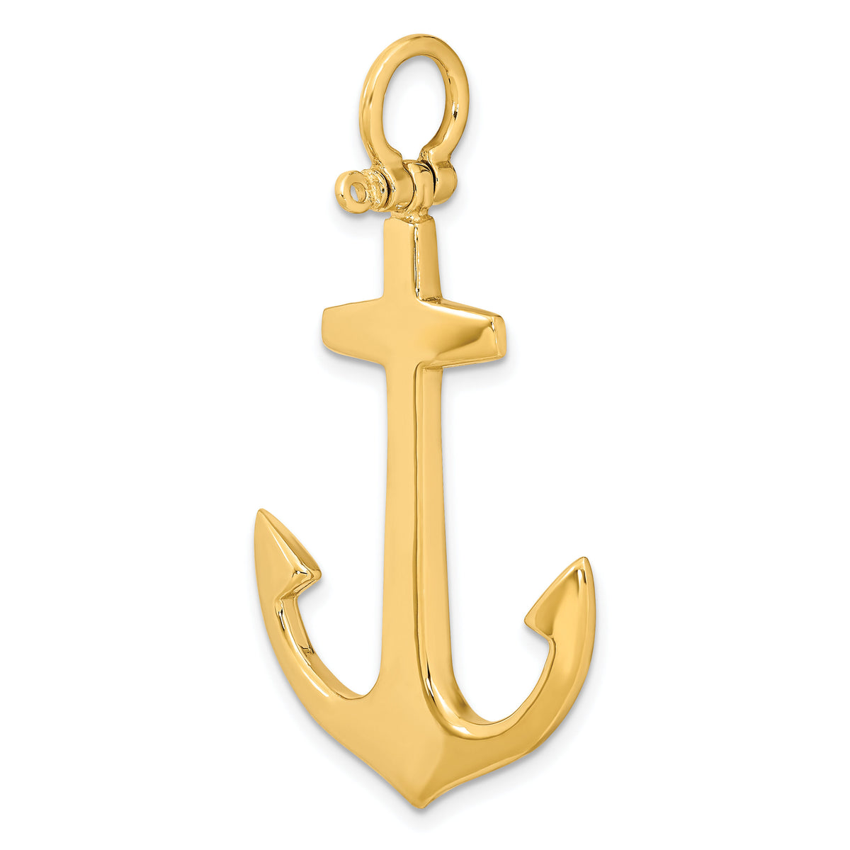 14K 3-D Polished Large Anchor Charm-K7877
