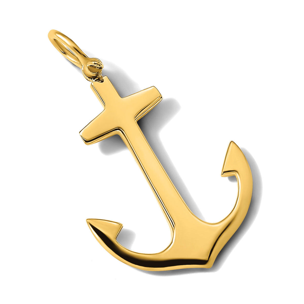 14K 3-D Polished Large Anchor Charm-K7877