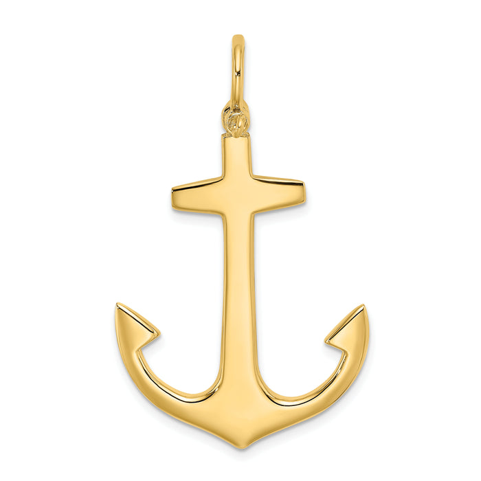 14K 3-D Polished Large Anchor Charm-K7877