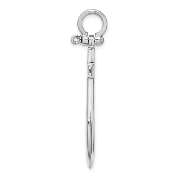 14K White Gold 3-D Polished Large Anchor Charm-K7877W