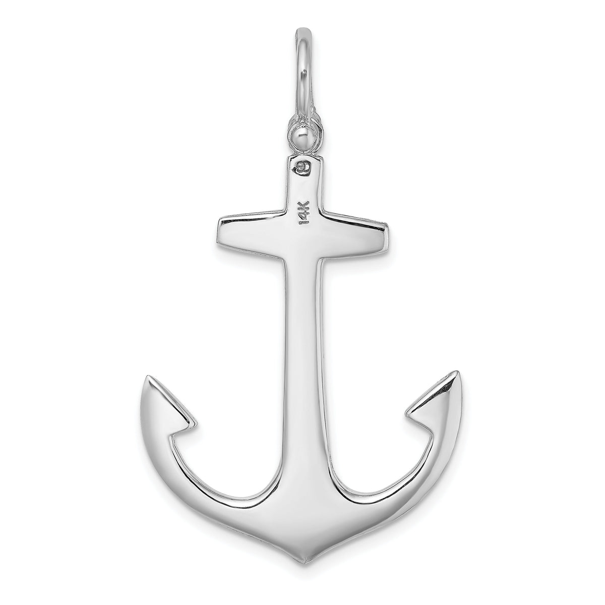 14K White Gold 3-D Polished Large Anchor Charm-K7877W