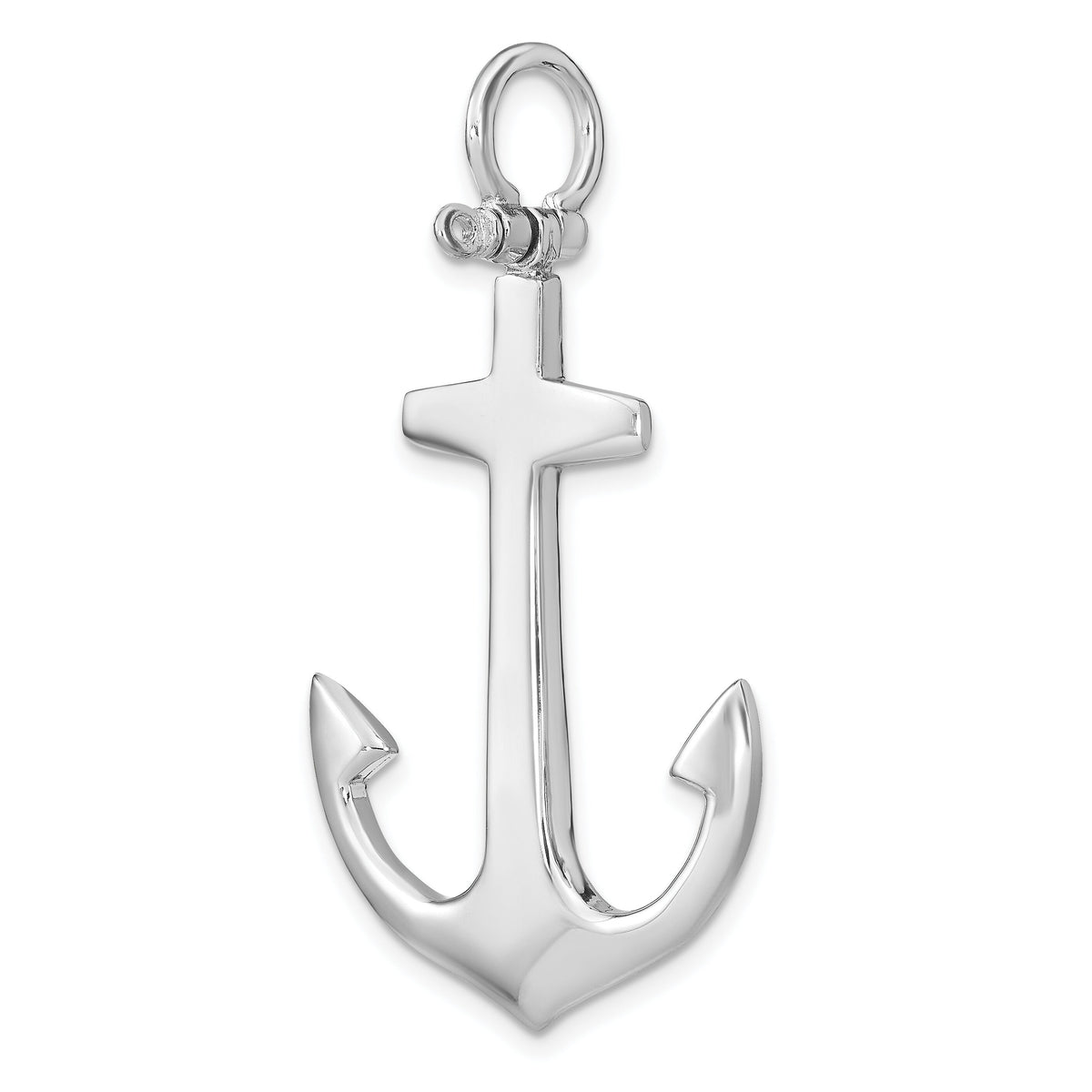 14K White Gold 3-D Polished Large Anchor Charm-K7877W