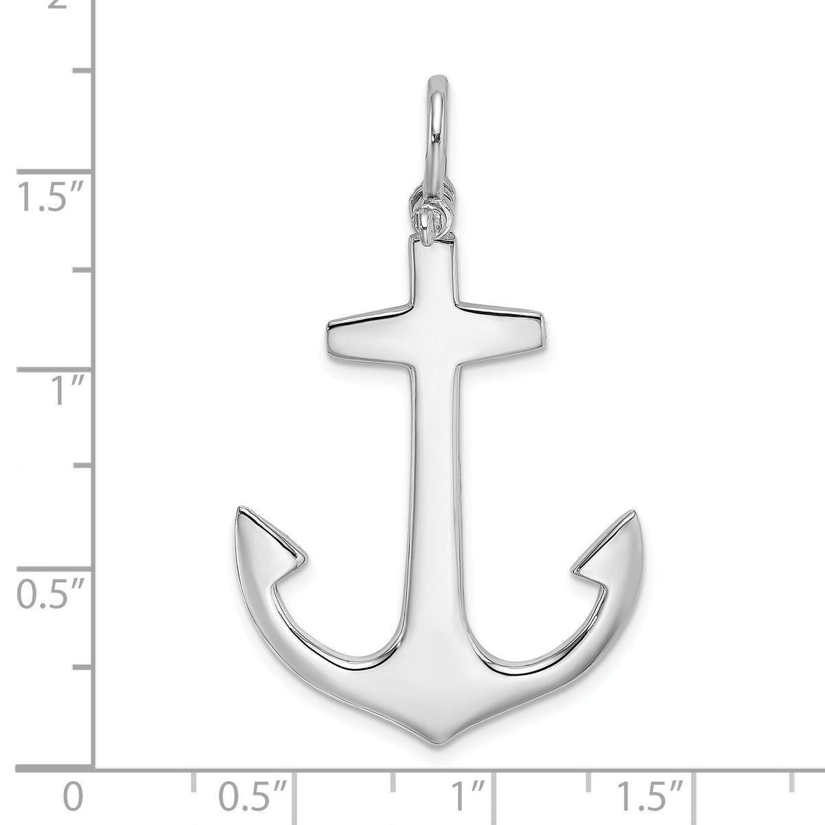 14K White Gold 3-D Polished Large Anchor Charm-K7877W