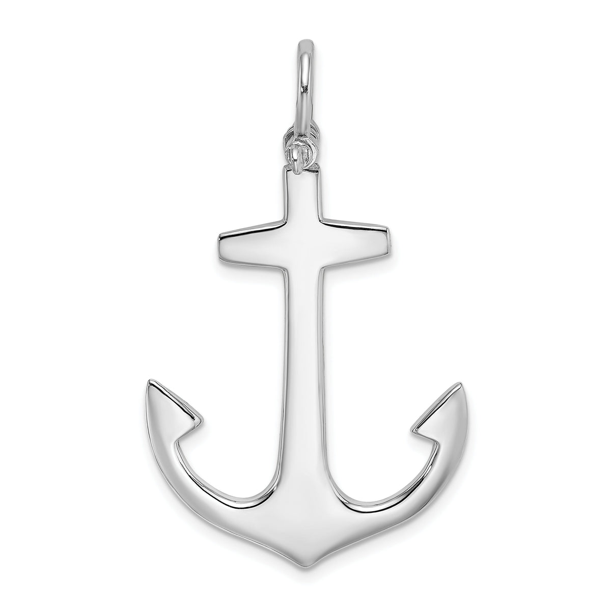 14K White Gold 3-D Polished Large Anchor Charm-K7877W