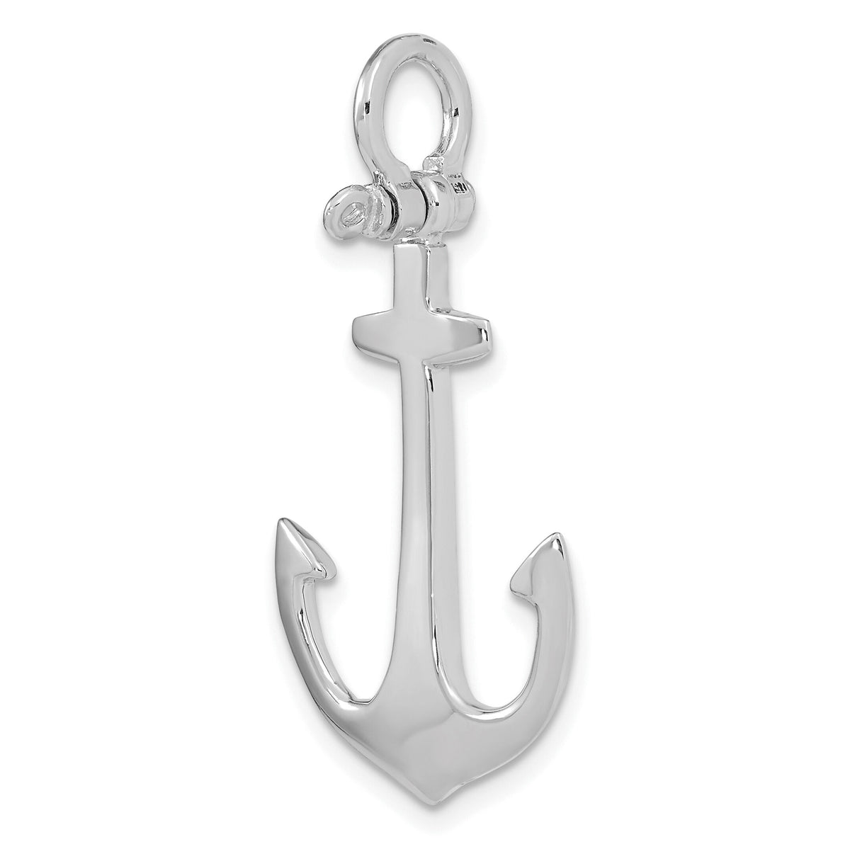 14K White Gold Polished 3-D Anchor Charm-K7878W