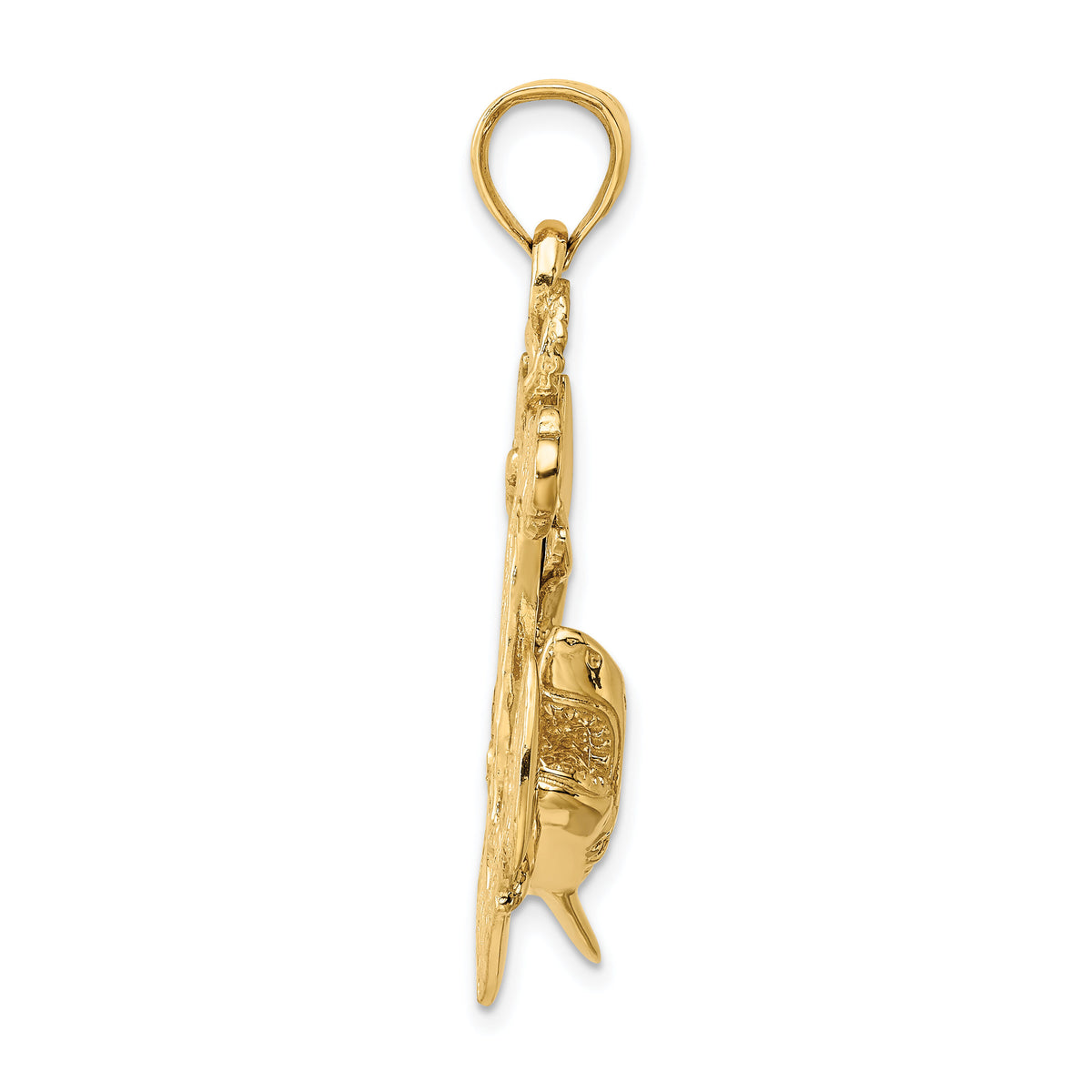 14K 2-D Anchor with Shark Charm-K7881