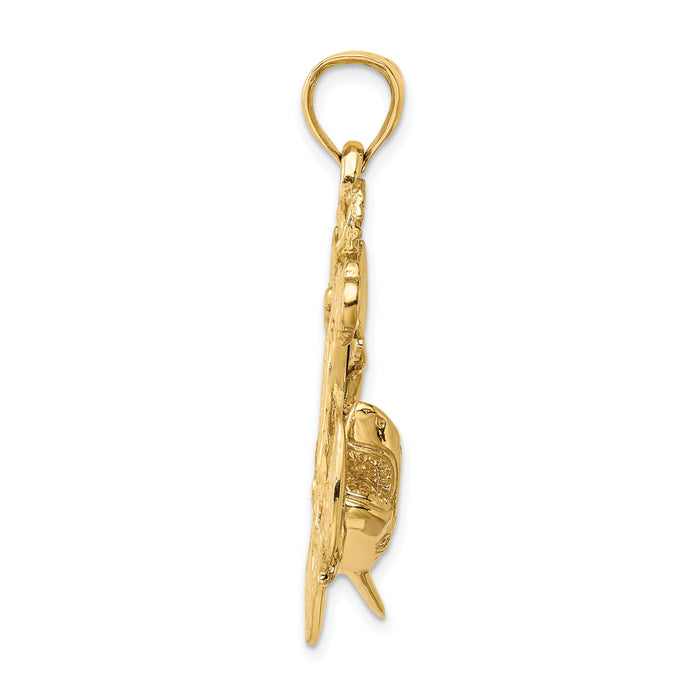 14K 2-D Anchor with Shark Charm-K7881