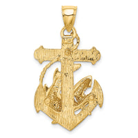 14K 2-D Anchor with Shark Charm-K7881
