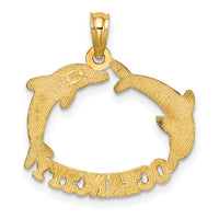 14k Polished OCEAN CITY w/ Jumping Dolphins Charm-K7883