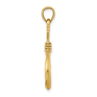 14K 3-D Large Fish Hook with Rope Charm-K7885