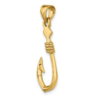 14K 3-D Large Fish Hook with Rope Charm-K7885