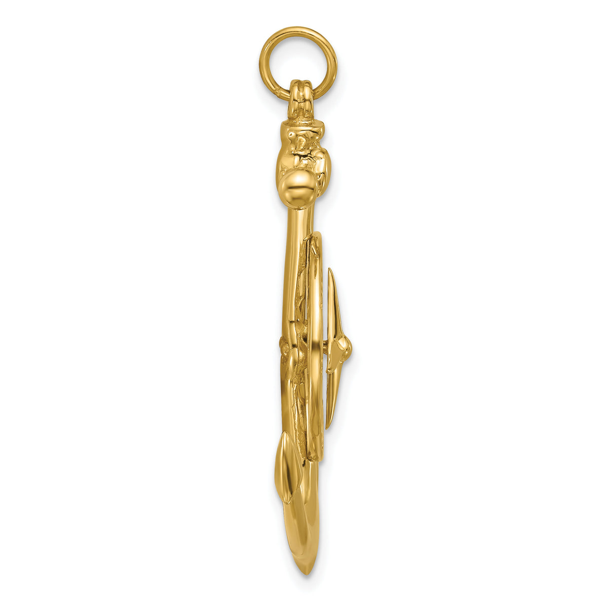14K Large Anchor w/ Nautical Compass Charm-K7891