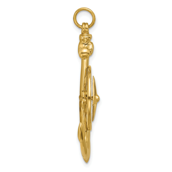 14K Large Anchor w/ Nautical Compass Charm-K7891