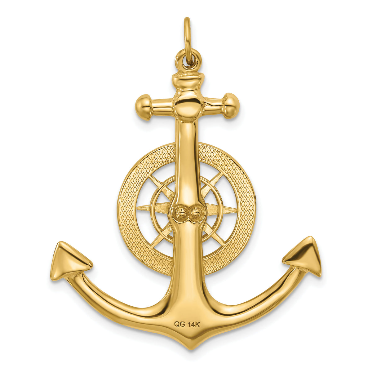 14K Large Anchor w/ Nautical Compass Charm-K7891