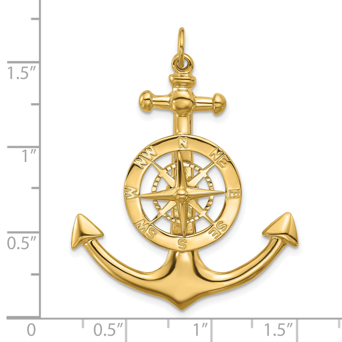 14K Large Anchor w/ Nautical Compass Charm-K7891