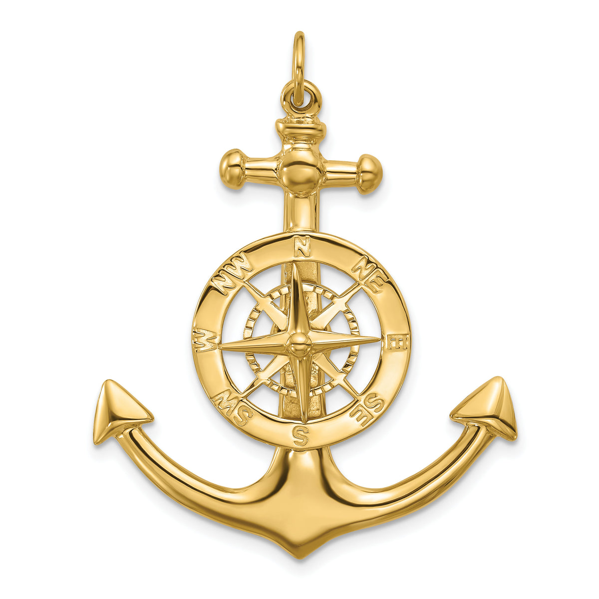 14K Large Anchor w/ Nautical Compass Charm-K7891